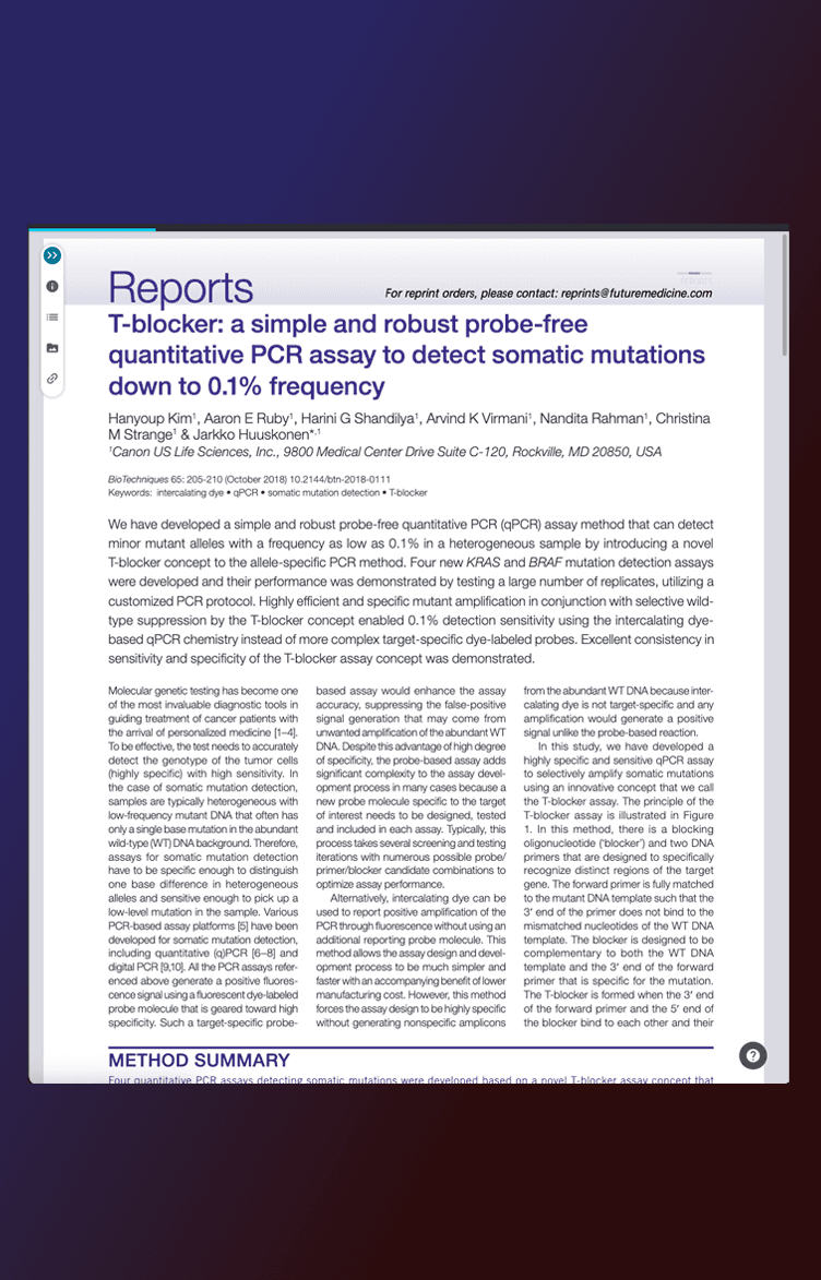 T-blocker: Probe-Free qPCR Assay Publication